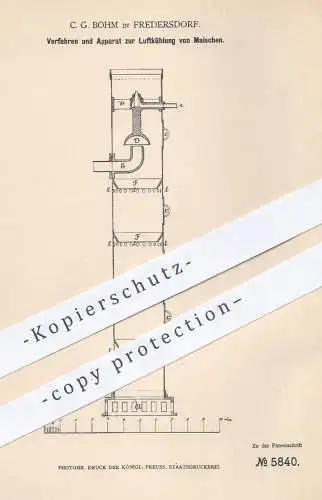 original Patent - C. G. Bohm , Fredersdorf , 1878 , Luftkühlung von Maische | Bier brauen | Brauei , Hopfen , Malz