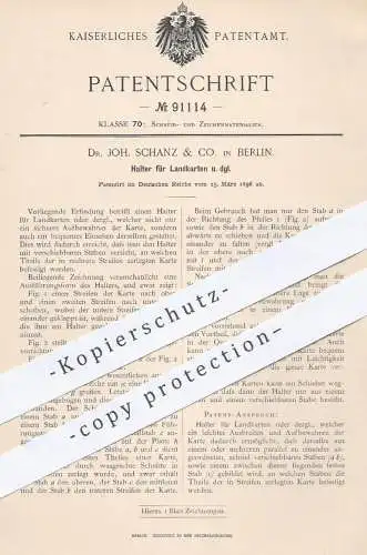 original Patent - Dr. Joh. Schanz & Co. in Berlin , 1896 , Halter für Landkarten , Karten | Schule , Geographie !!!