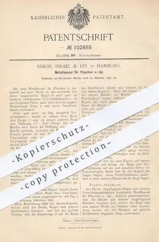 original Patent - Simon , Israel & Co. Hamburg , 1897 , Metallkapsel für Flaschen | Verschluss für Flasche | Glas !!!