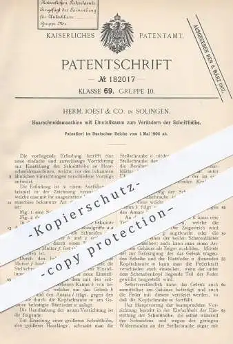 original Patent - Herm. Joest & Co. , Solingen , 1906 , Haarschneidemaschine | Haare , Messer , Schere , Friseur !!!