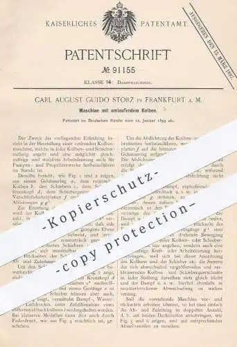 original Patent - Carl August Guido Storz , Frankfurt / Main , 1895 , Maschine mit umlaufendem Kolben | Dampfmaschinen !