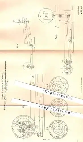 original Patent - Bohn & Herber , Würzburg 1896 , Druckzylinder an Schnellpressen | Presse , Druck , Druckerei , Pressen