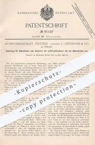 original Patent - Pletterij AG / L. J. Enthoven & Co. , Haag , 1896 , Kükenhahn für Bremsen an Eisenbahnen | Eisenbahn !