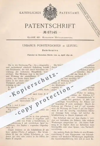 original Patent - Urbanus Porstendorfer , Leipzig , 1892 , Bohrknarre | Bohren , Knarre , Ratsche , Werkzeug , Metall !