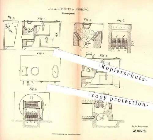 original Patent - J. G. A. Donneley , Hamburg  1894 , Feuerungsrost | Feuerung , Rost , Ofenrost , Ofen , Öfen , Heizung