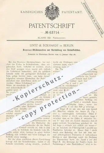 original Patent - Lintz & Eckhardt in Berlin , 1892 , Bonnaz - Stickmaschine für Schleifnähte | Sticken , Nähmaschine !!