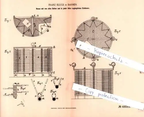 original Patent - Franz Kluge in Barmen , 1889 , Landwirthschaftliche Geräthe !!!