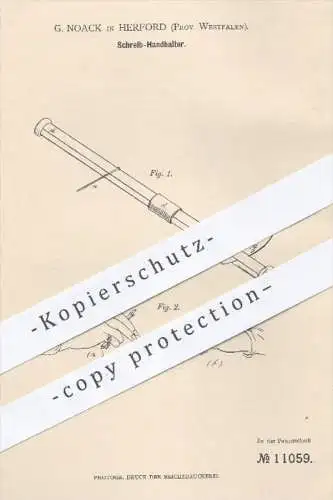 original Patent - G. Noack , Herford , 1880 , Schreibhand - Halter | Schreiben , Schreibfeder , Feder , Federhalter !!