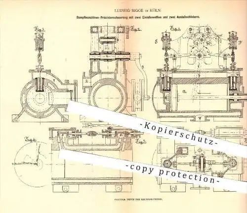 original Patent - Ludwig Bigge in Köln , 1880 , Dampfmaschinen - Präzisionssteuerung | Dampfmaschine , Steuerung !!!