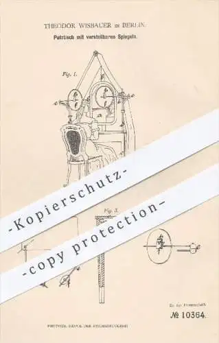 original Patent - Theodor Wisbauer in Berlin , 1880 , Tisch mit verstellbarem Spiegel | Schminktisch , Möbel , Kommode