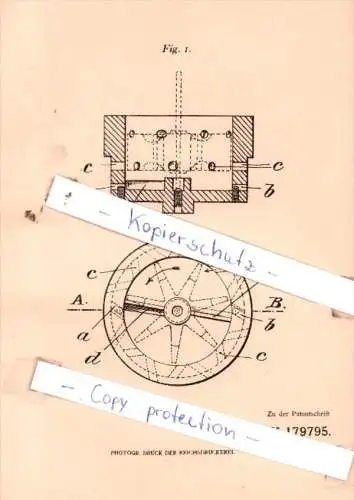 Original Patent  - Julius Hillenbrand in Ludwigshafen a. Rh. , 1905 , Flügelwassermesser !!!