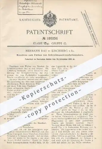 original Patent - H. Rau , Kirchberg , 1905 , Färben der Farbbänder von Schreibmaschinen , Schreibmaschine , Farbe !!!