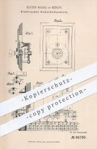 original Patent - E. Mirau , Berlin ,  1895 , Elektrisches Sicherheitsschloss , Schloss , Türschloss , Tür , Schlosser