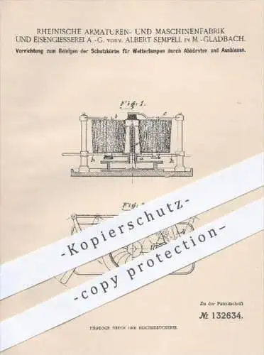 original Patent - Rhein. Armaturen- u. Maschinenfabrik u. Eisengießerei AG , A. Sempell , Mönchengladbach  1901 , Lampen