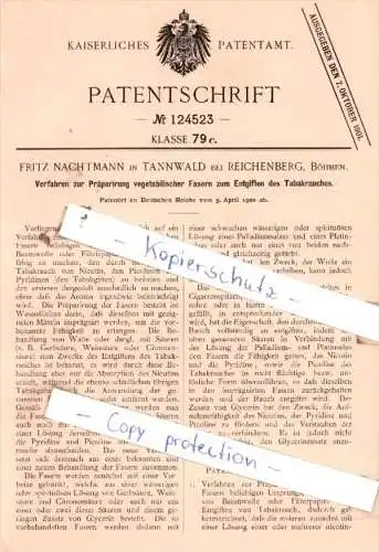 Original Patent  - Fritz Nachtmann in Tannwald bei Reichenberg, Böhmen , 1900 , !!!