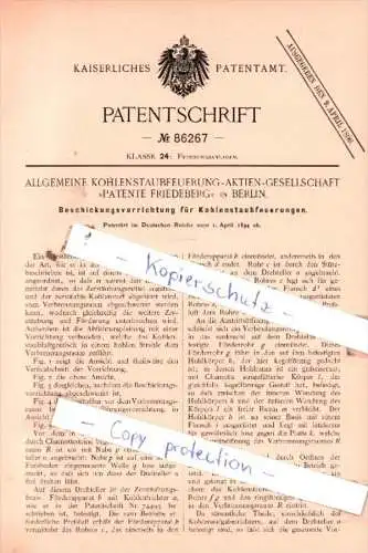 Original Patent  - Allgemeine Kohlenstaubfeuerung-Aktien-Gesellschaft in Berlin , 1894 , !!!