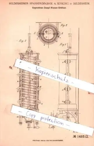 Original Patent  -  Hildesheimer Sparherdfabrik A. Senking in Hildesheim , 1903 , !!!