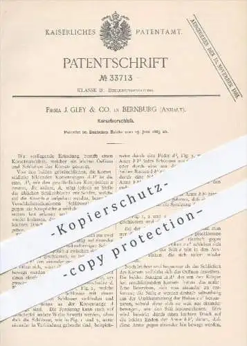 original Patent - J. Gley & Co.  Bernburg 1885 , Korsettverschluss , Korsett , Damenmode , Mode , Schneider , Bekleidung