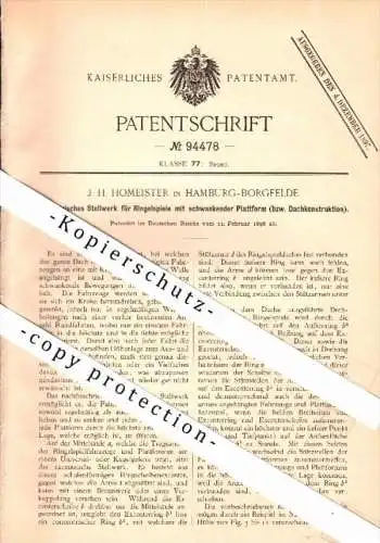 Original Patent - J.H. Homeister in Hamburg - Borgfelde ,1896 , Karussell , carousel , carrousel , Kirmes , Jahrmarkt !!