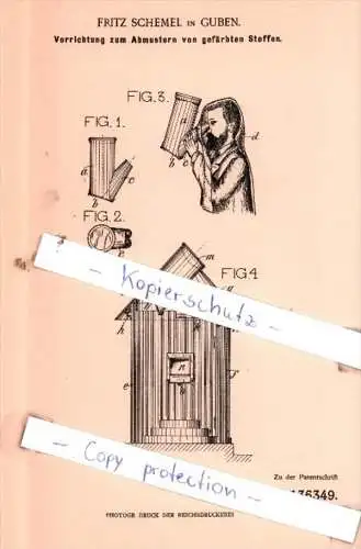 Original Patent  - Fritz Schemel in Guben , 1901 , Abmustern von gefärbten Stoffen !!!