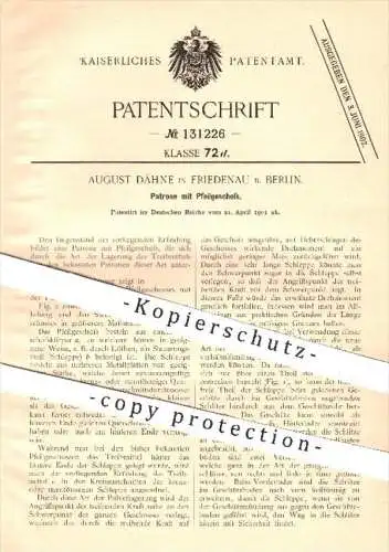 original Patent - August Dähne , Friedenau / Berlin , 1901 , Patrone mit Pfeilgeschoss , Waffen , Gewehr , Geschosse !!!