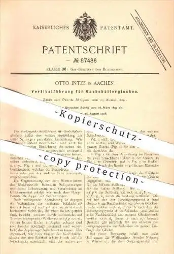 original Patent - Otto Intze in Aachen , 1894 , Vertikalführung für Gasbehälterglocken , Gas , Beleuchtung , Licht !!!