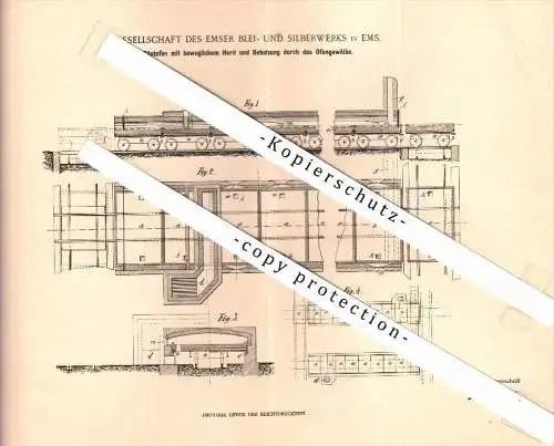 Original Patent - Gesellschaft des Emser Blei- und Silberwerks in Bad Ems , 1900 , Röstofen !!!