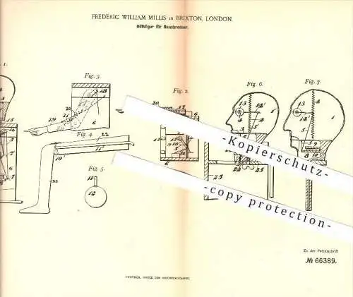 original Patent - Frederic W. Millis , Brixton , London , 1892 , Hilfsfigur für Bauchredner , Bauchreden , Marionette !