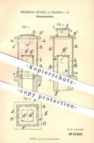 original Patent - Hermann Hüller in Freiberg , 1896 , Schornsteinaufsatz , Schornstein , Esse , Schornsteinfeger !!!