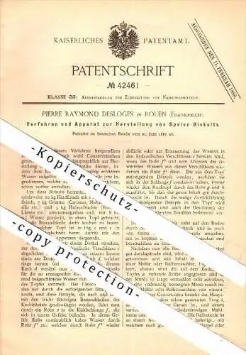 Original Patent - Pierre Desloges à Rouen , 1887 , Faire une éponge , boulangerie !!!