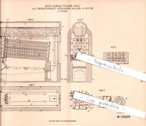 Original Patent  - L. Camille William Mähl und George Ernest Alexandre de Nittis in Paris , 1898 , !!!