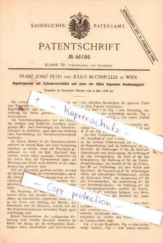 Original Patent  -  F. J. Petri und J. Buchmüller in Wien , 1888 ,  Repetirgewehr !!!