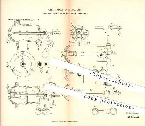 original Patent - Chr. J. Maassen , Aachen , 1888 , Düse für Schmiedefeuer , Feuer , Schmied , Schmieden , Schmiederei !