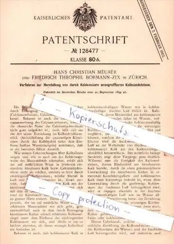 Original Patent  - Hans Christian Meurer und Friedrich Theophil Bormann-Zix in Zürich , 1899 ,!!!