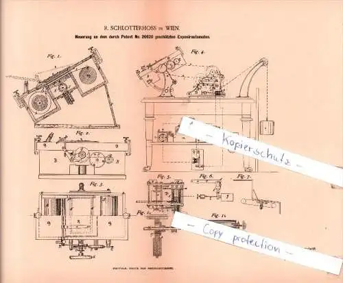 Original Patent  - R. Schlotterhoss in Wien , 1885 , Neuerung an dem Exponirautomaten !!!