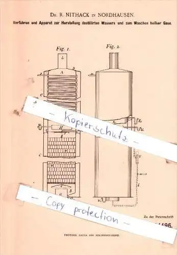 Original Patent  - Dr. R. Nithack in Nordhausen , 1896 , Chemische Apparate und Processe !!!