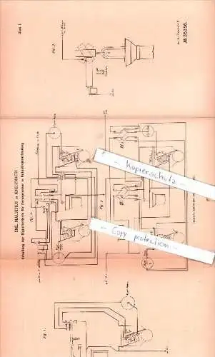 Original Patent  - Emil Mauritius in Kreuznach , 1885 , Elektrische Apparate !!!