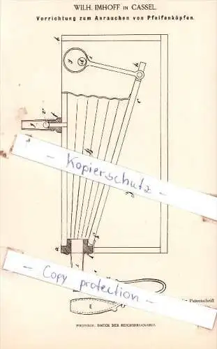 Original Patent  -  Wilh. Imhoff in Cassel , 1885 , Kurzwaaren !!!