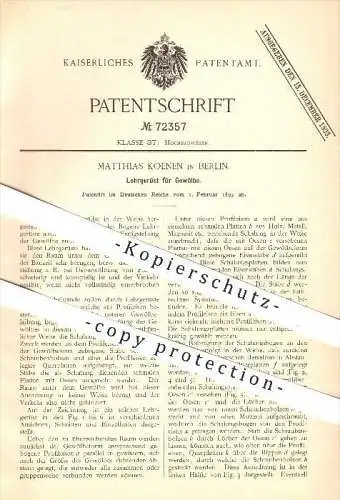 original Patent - Matthias Koenen in Berlin , 1893 , Lehrgerüst für Gewölbe , Gerüst , Baugerüst , Bau , Hochbau , Eisen