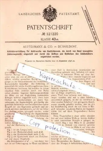 Original Patent  - Auffermann & Co. in Düsseldorf , 1898 ,  Addirwerke von Kontrollkassen !!!