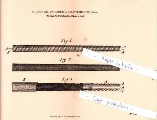 Original Patent  - Gg. Mich. Weidenhammer in Aglasterhausen , Baden , 1883 ,  !!!