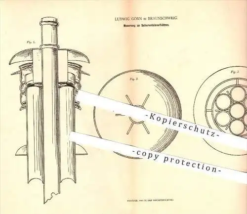 original Patent - Ludwig Görn in Braunschweig , 1879 , Schornsteinaufsatz , Schornstein , Esse , Rohr , Ofen , Ofenbauer