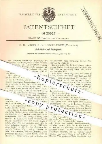 original Patent - C. W. Morris , Lowestoff , England , 1883, Ruderdollen u. Rudergabel , Ruder , Rudern , Schiffe , Boot