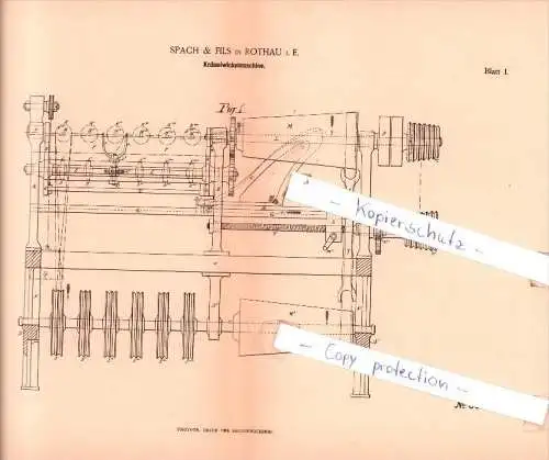 Original Patent - Spach & Fils in Rothau i. E. , 1885 ,  Wickelmaschine !!!