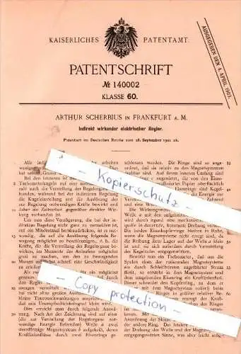 Original Patent - A. Scherbius in Frankfurt a. M. , 1901 , Indirekt wirkender elektrischer Regler !!!