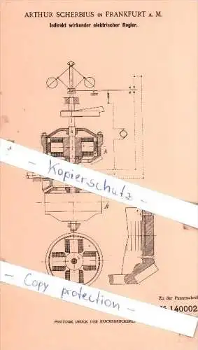 Original Patent - A. Scherbius in Frankfurt a. M. , 1901 , Indirekt wirkender elektrischer Regler !!!