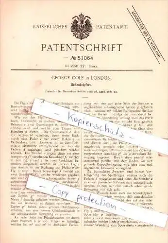 Original Patent - George Cole in London , 1889 , Schaukelpferd !!!