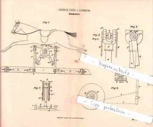 Original Patent - George Cole in London , 1889 , Schaukelpferd !!!