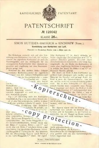 original Patent - S. Hutterer - Hauslich ,Kischinew , Russland , 1900 , Karburieren von Luft , Karburator !!!