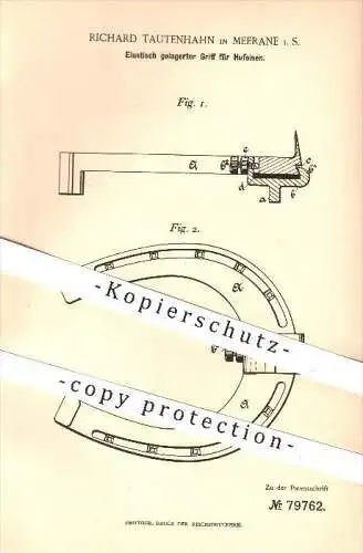 original Patent - Richard Tautenhahn in Meerane , 1894 , Griff für Hufeisen , Landwirtschaft , Pferd , Pferde , Schmied